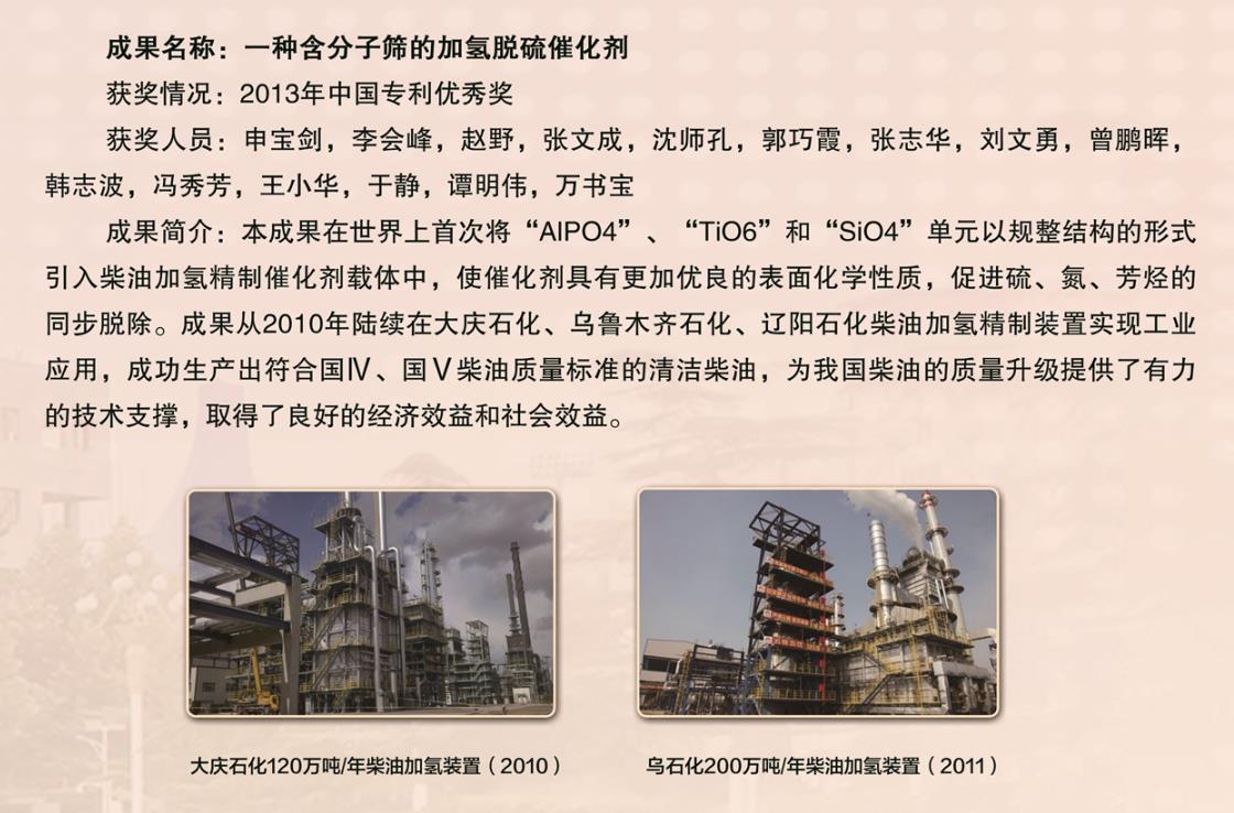2013年-中國專利獎-優秀獎-一種含分子篩的加氫脫硫催化劑-申寶劍.jpg